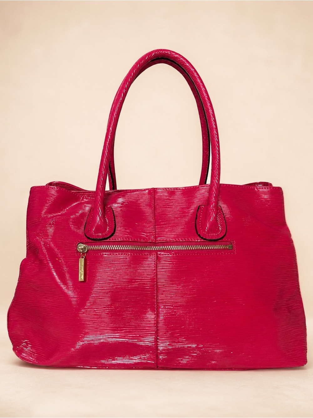 Tiffany & Fred Paris Hot Pink Patent Leather Satchel Tote Bag